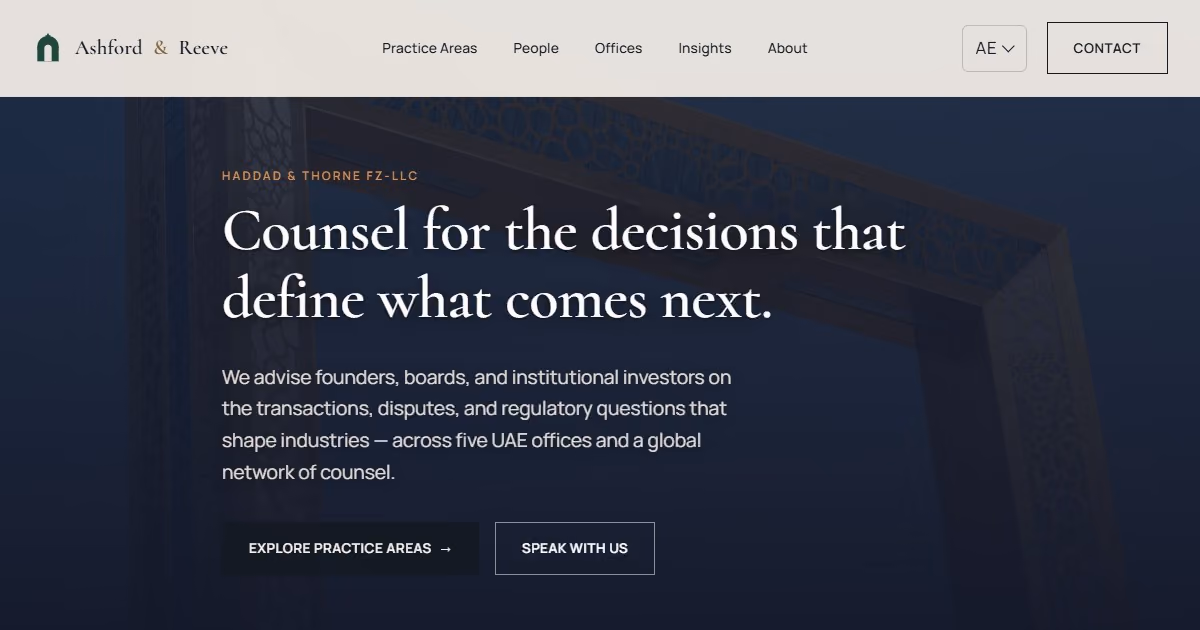Haddad & Thorne UAE — law firm website design for a DIFC practice