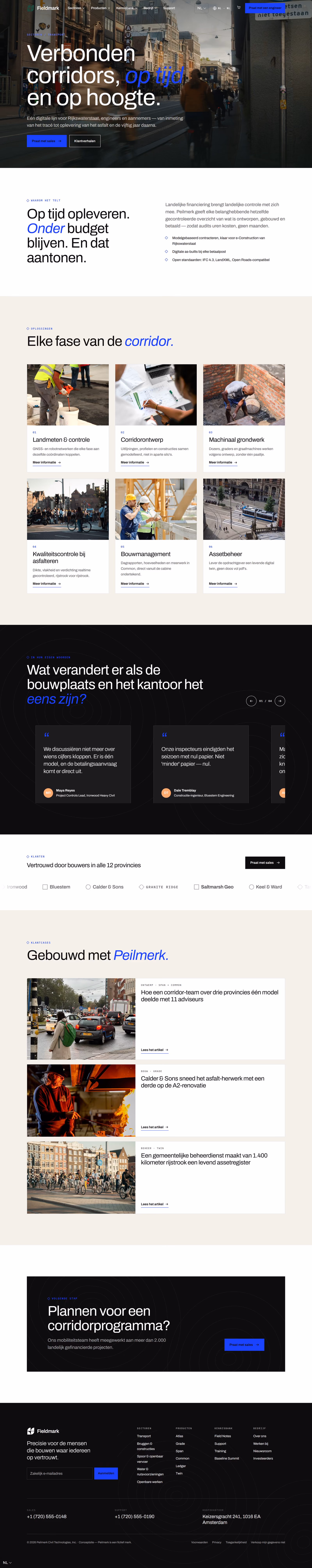 Peilmerk Nederland: Homepage en belangrijkste routes