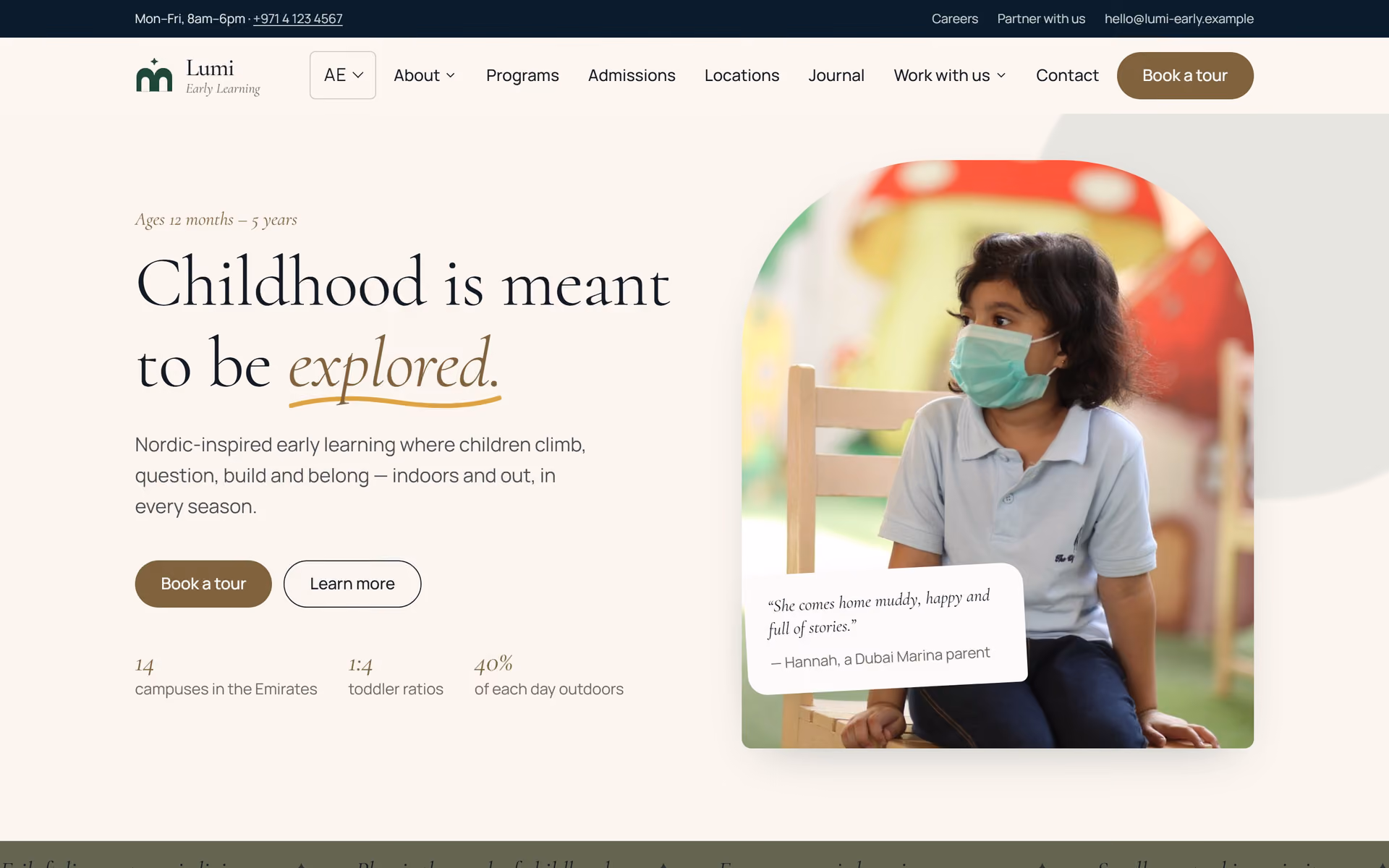 Noor Early Learning UAE: Homepage and key journeys