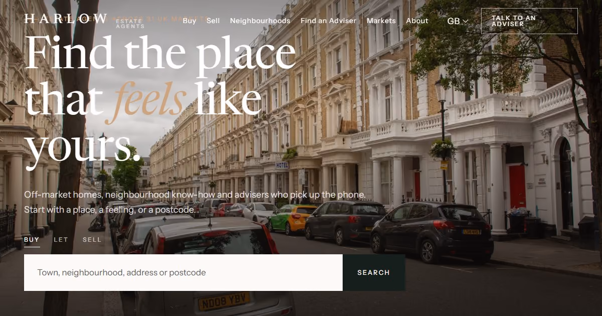 Harlow UK - estate agent website design for a London-led property brand