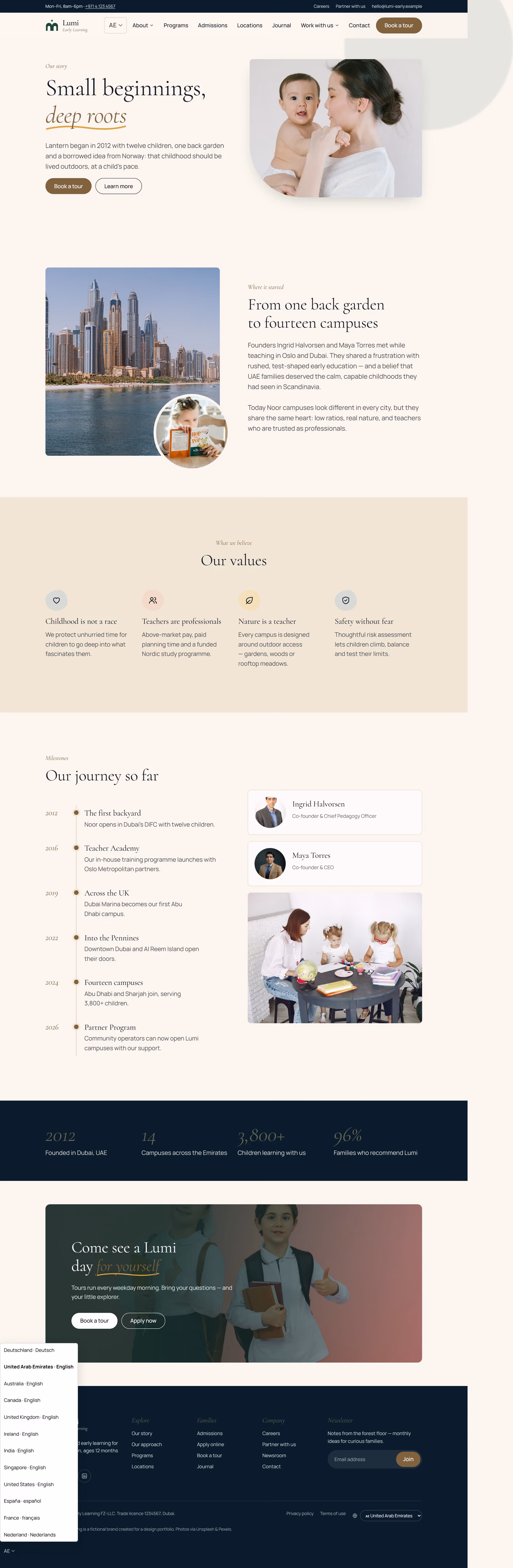 Noor Early Learning UAE: Homepage and key journeys