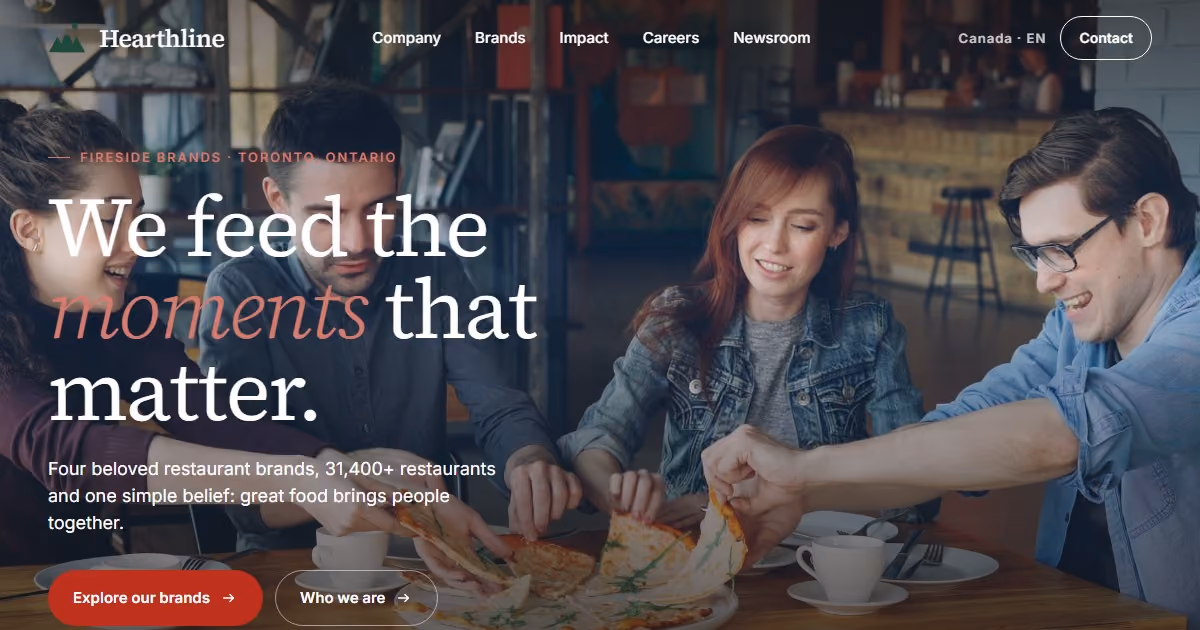 Fireside Brands Canada: a multi-brand restaurant website for the Canadian market