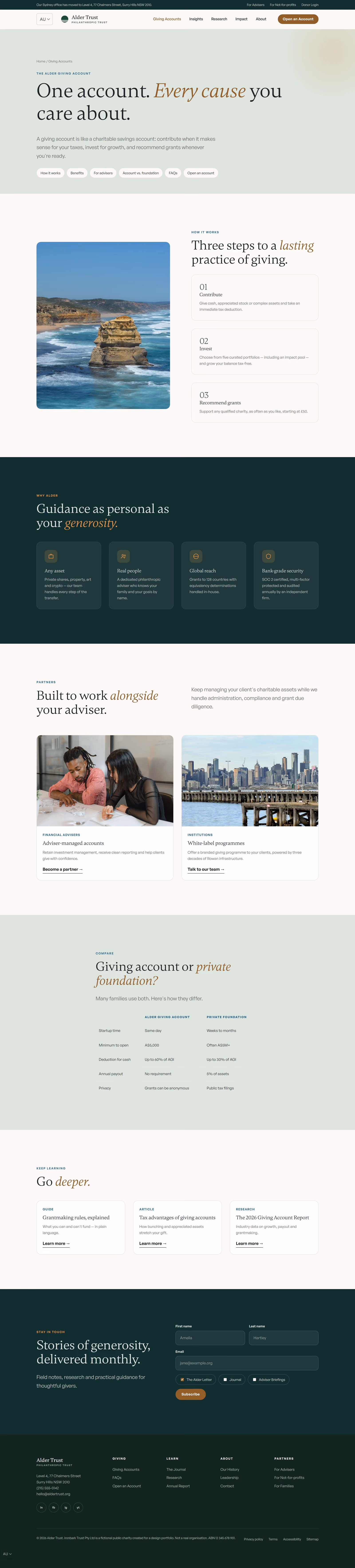 Ironbark Trust Australia: Homepage and key journeys