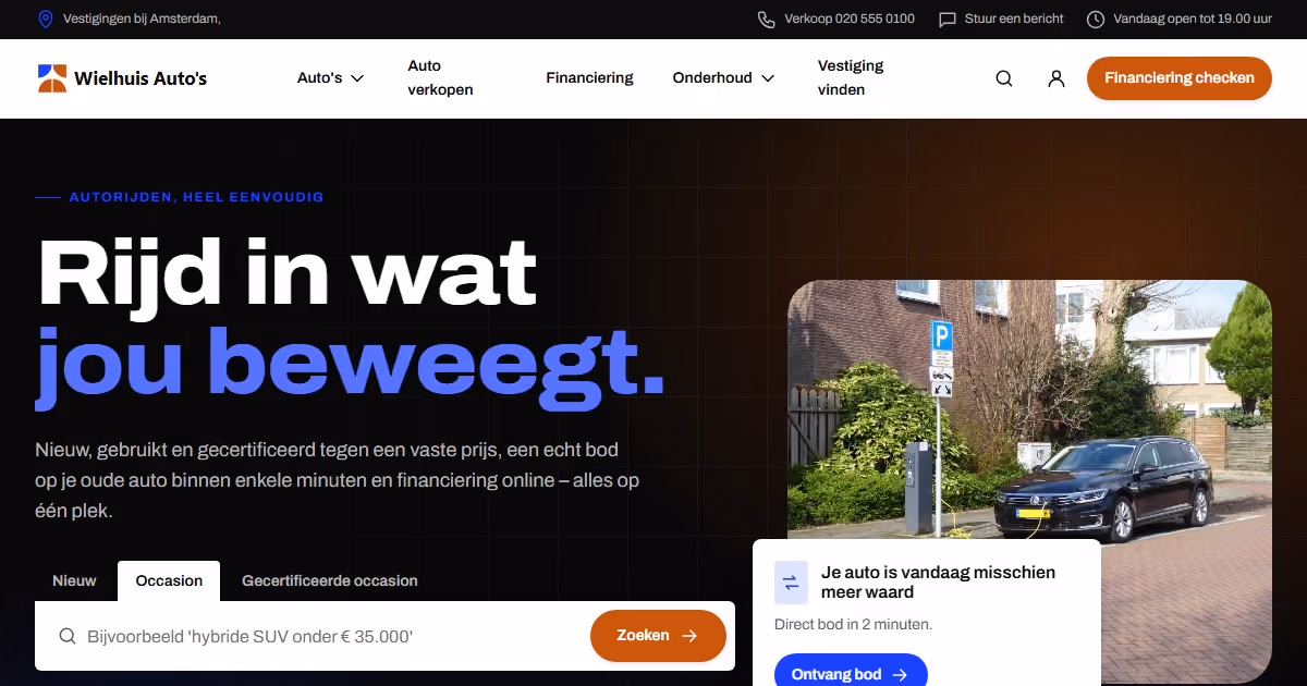 Wielhuis Auto's Nederland: webdesign voor een landelijke autodealer