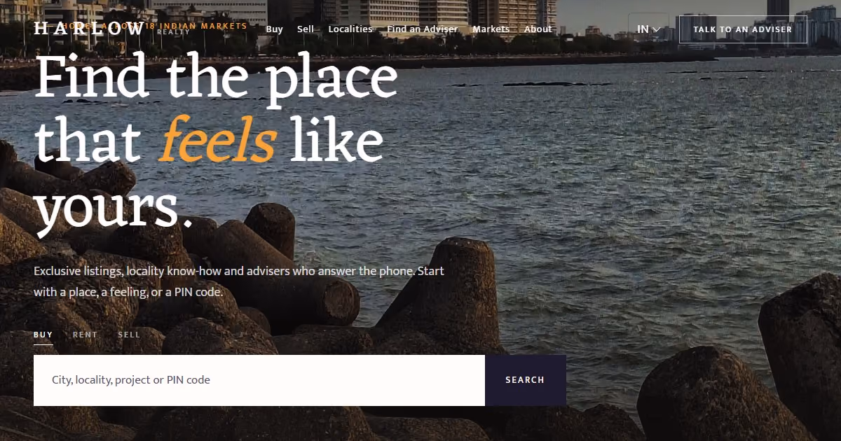 Harlow India - property website design for a Mumbai-led advisory
