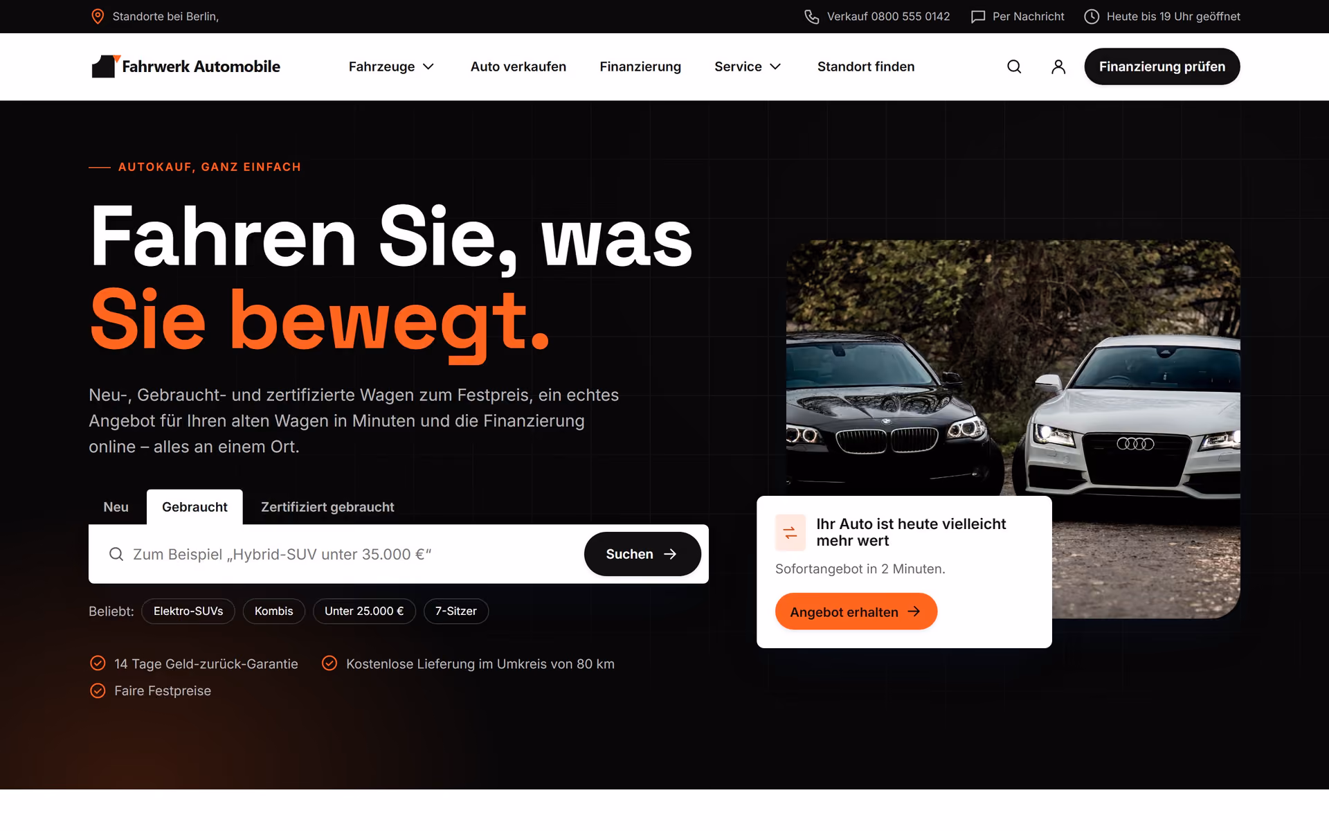 Fahrwerk Automobile Deutschland: Startseite, Fahrzeugbestand und Finanzierung