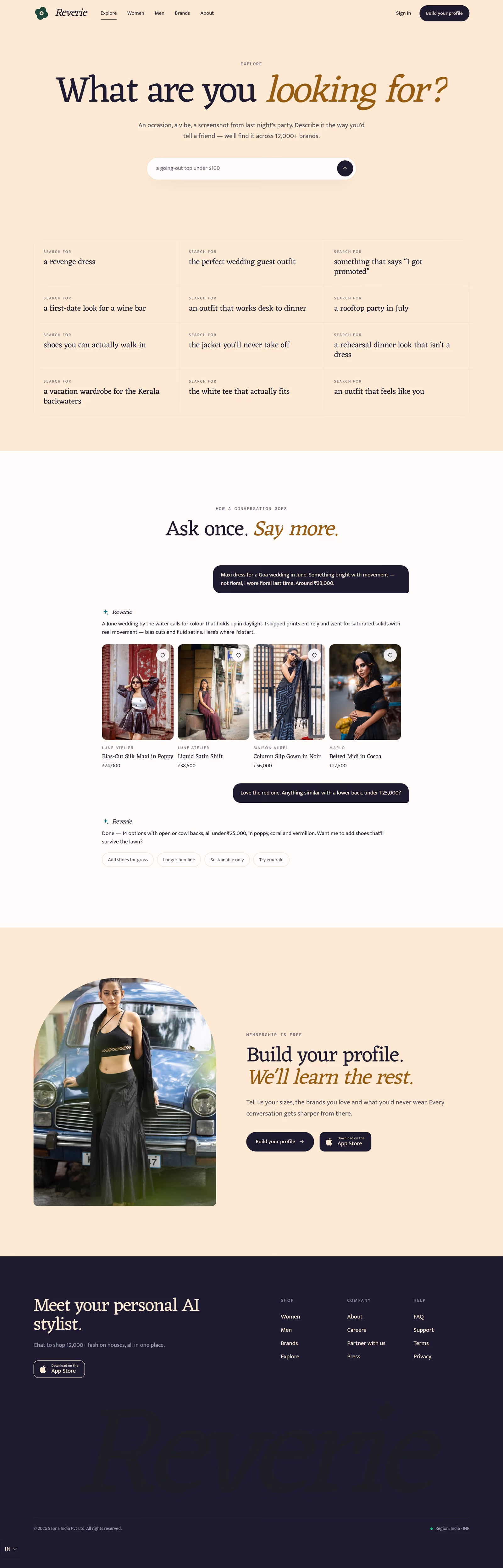 Sapna India: Homepage and key journeys