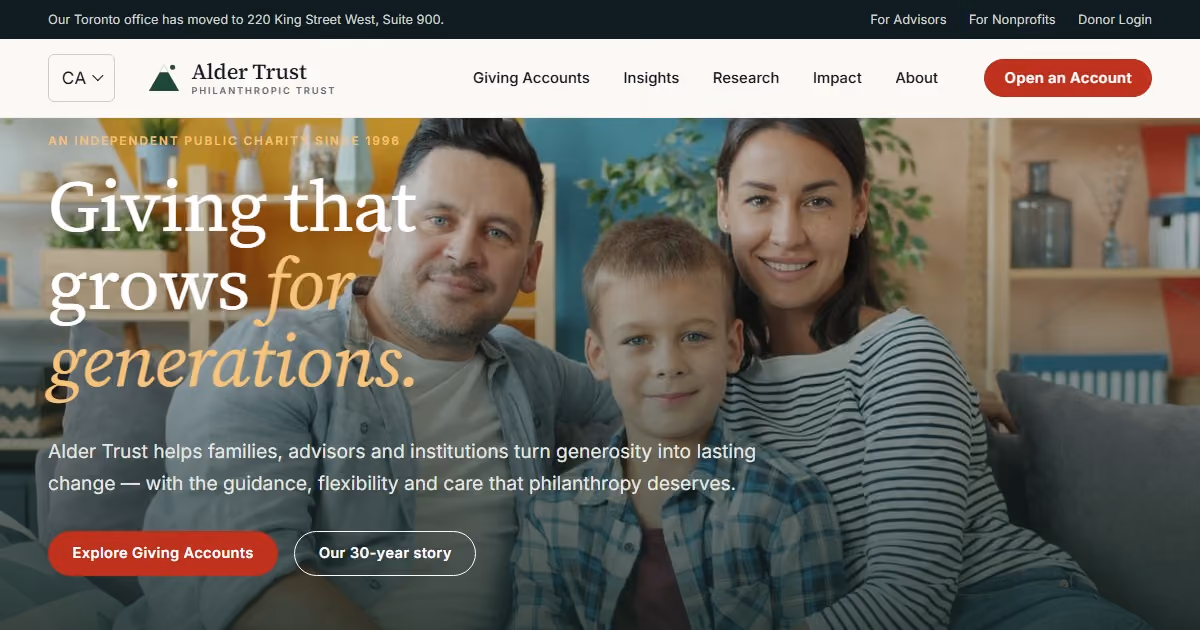 Birchwood Trust Canada - nonprofit website design for a Toronto-based charitable trust