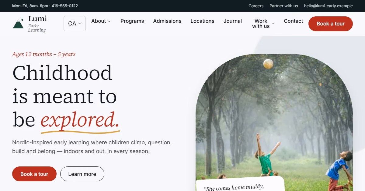 Aurore Early Learning Canada - education website design for a Toronto-led preschool network