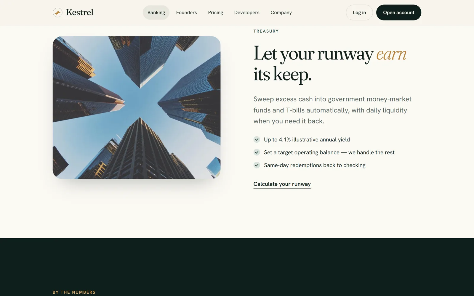 Treasury management software UI section explaining yield on startup cash