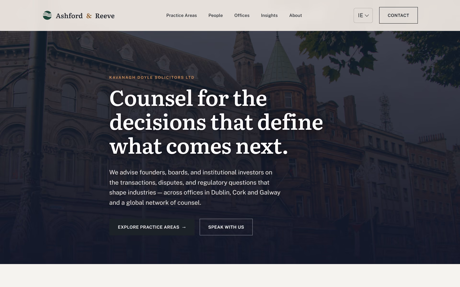 Kavanagh Doyle Ireland: Homepage and key journeys