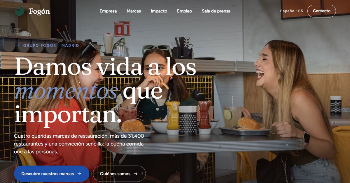 Grupo Fogón España: web corporativa para un grupo de restauración multimarca