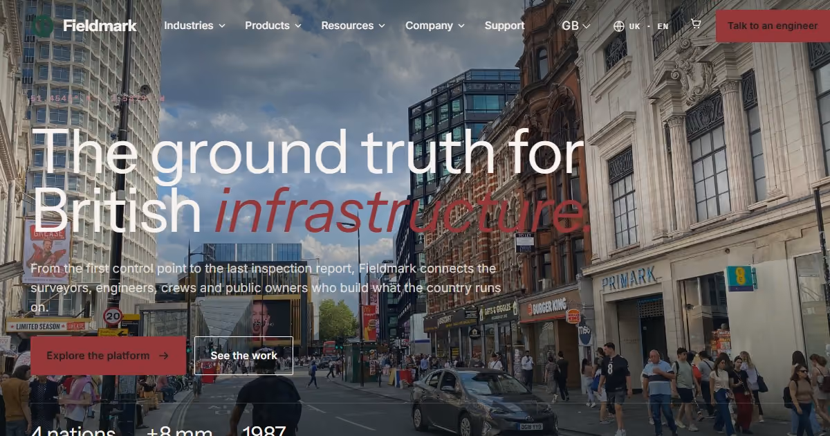 Benchline UK: civil tech website and design system for British infrastructure software