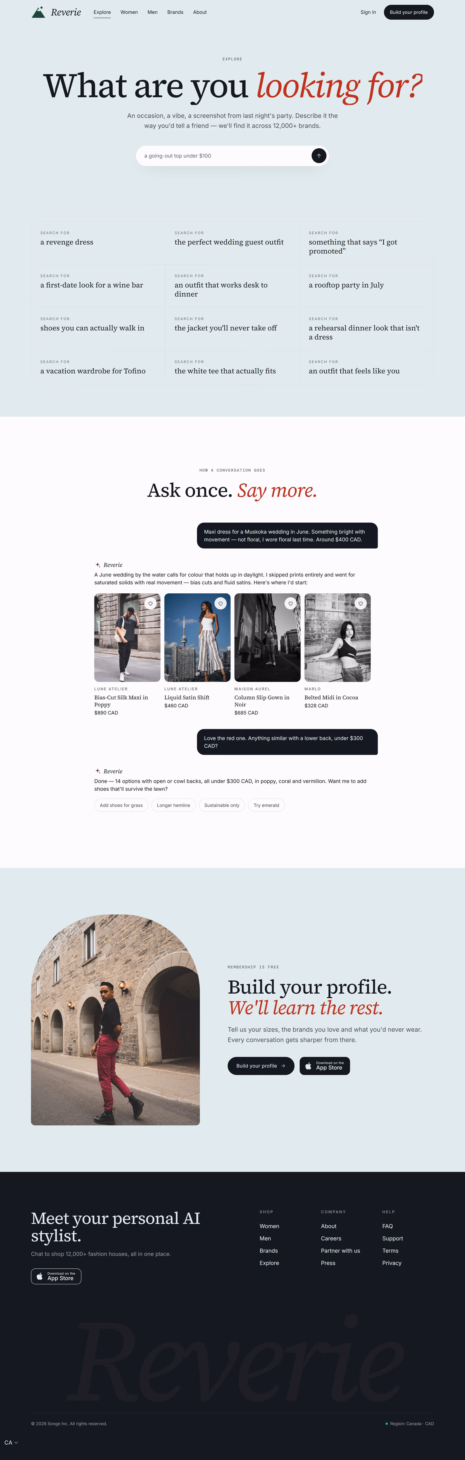 Songe Canada: Homepage and key journeys