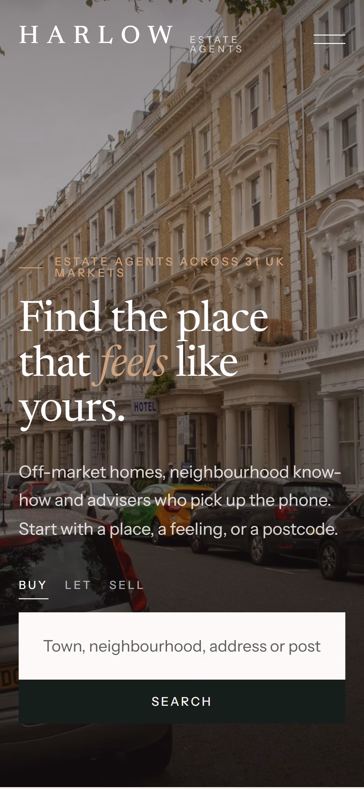 Mobile estate agent website design for a UK property brand