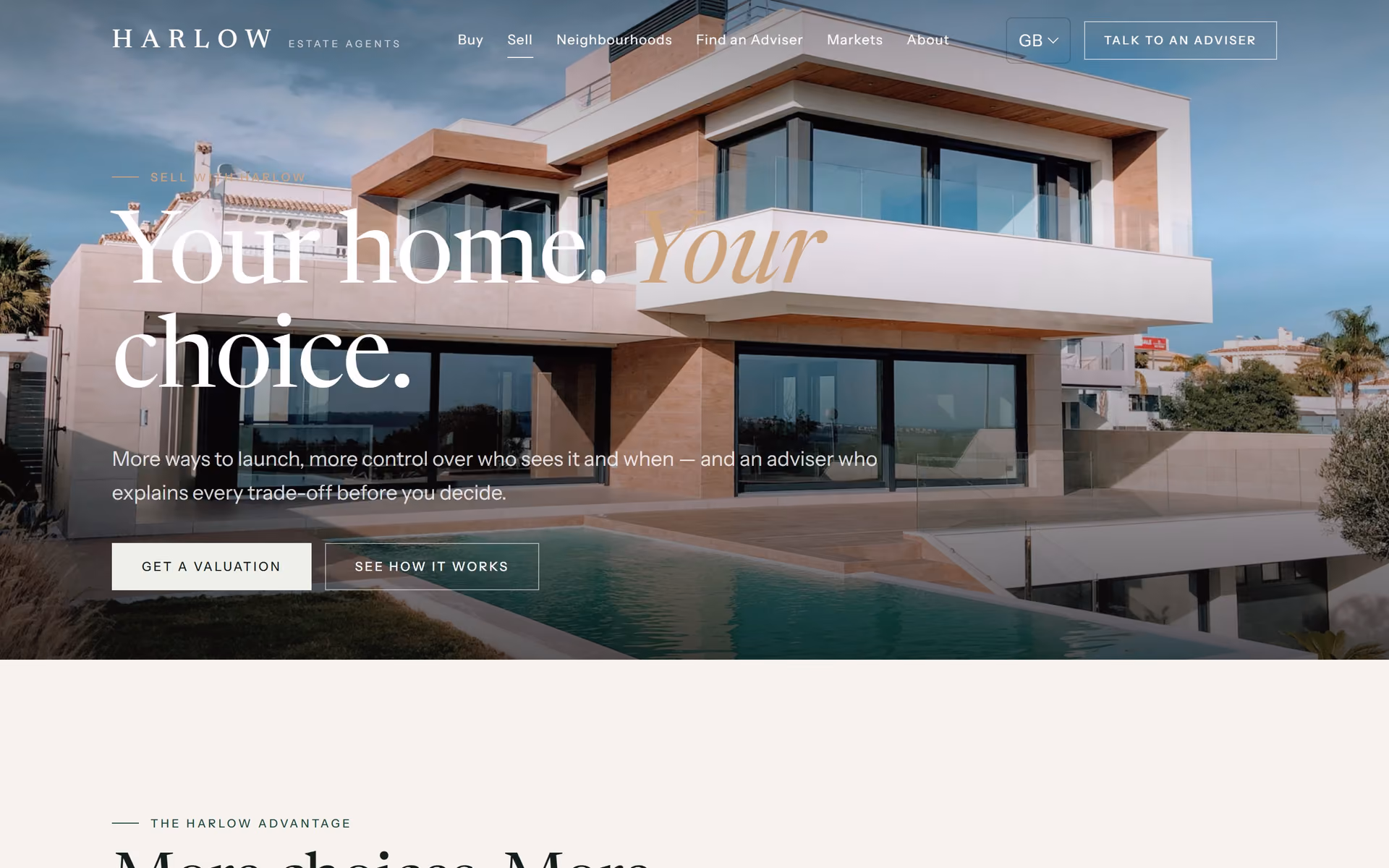 Seller marketing page with a free property valuation request