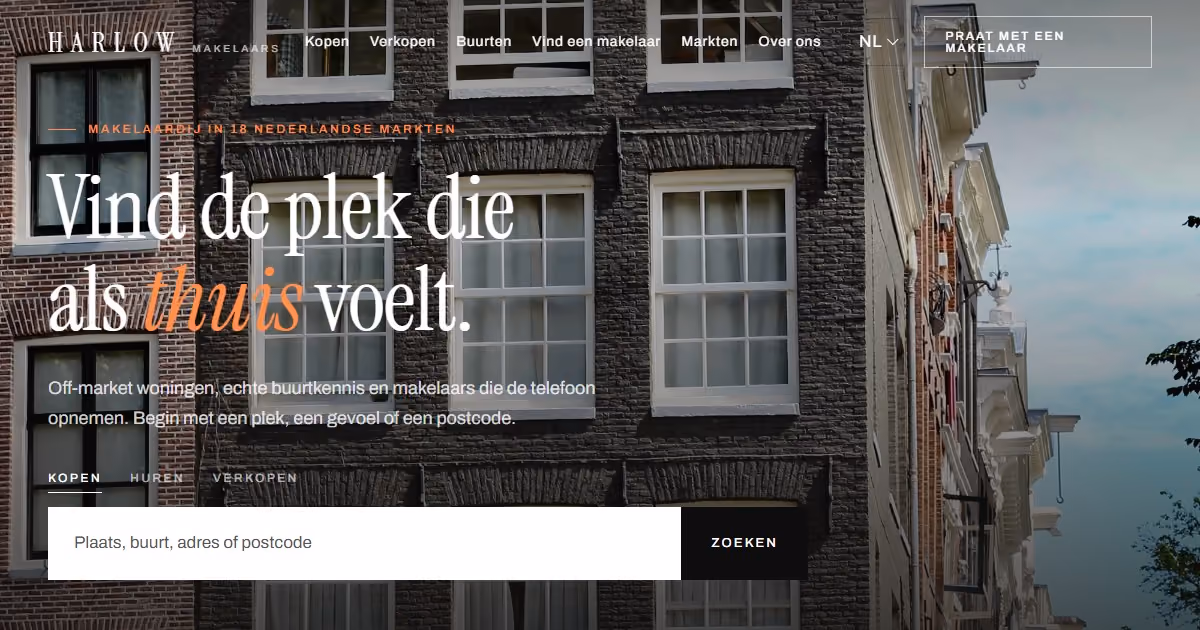 Harlow Nederland - webdesign voor een Amsterdamse makelaar