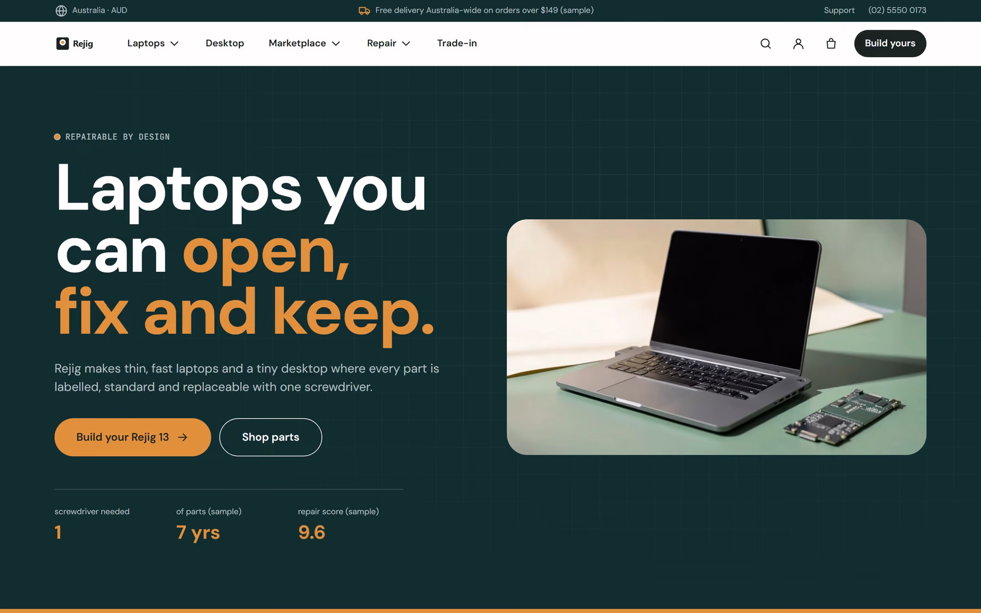 Rejig Australia: Homepage, configurator and marketplace