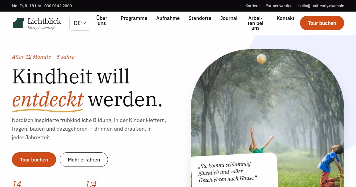 Lichtblick Kita Deutschland: Webdesign für eine Kita-Kette mit skandinavischem Anspruch
