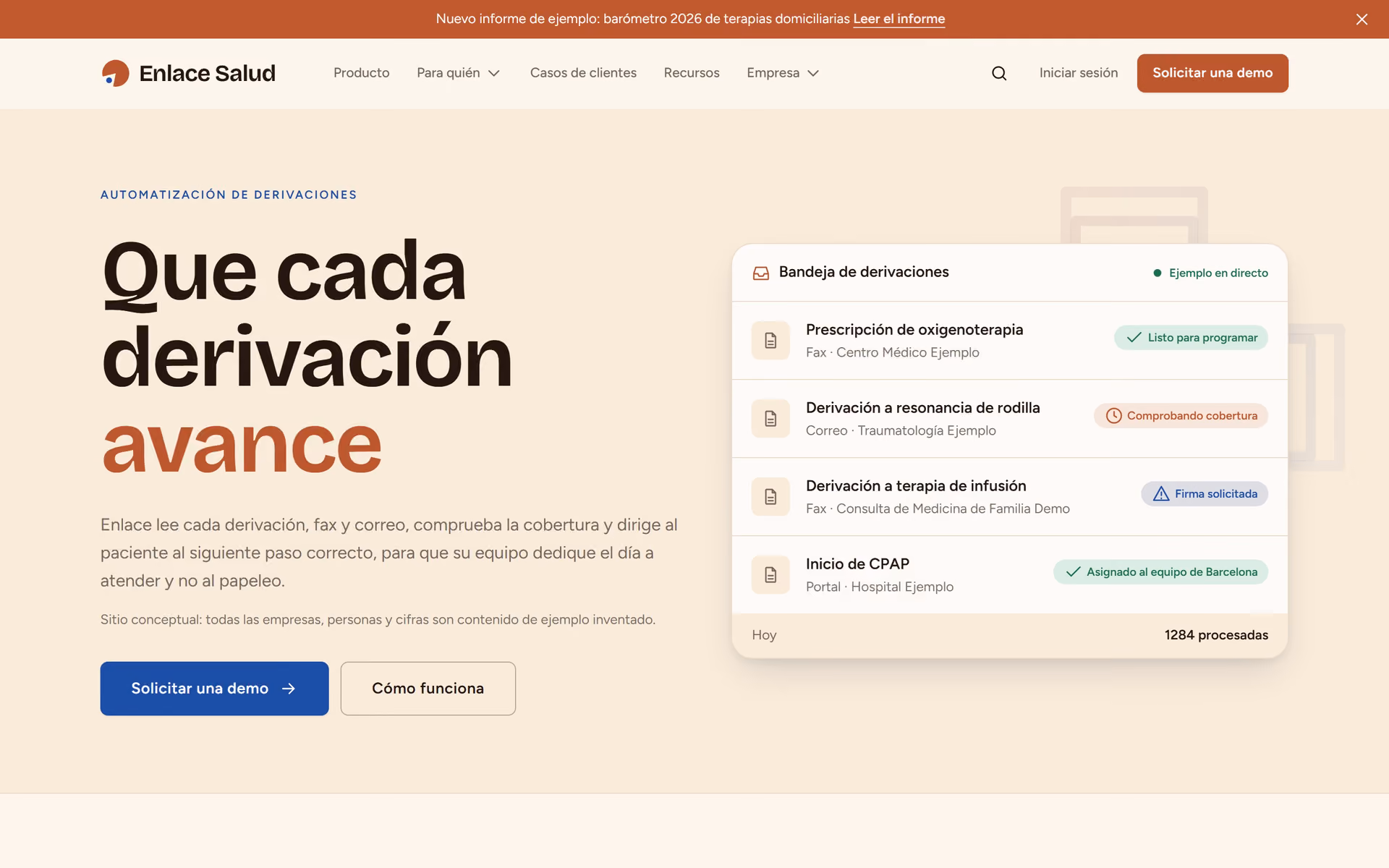 Enlace Salud España: Portada, producto y soluciones