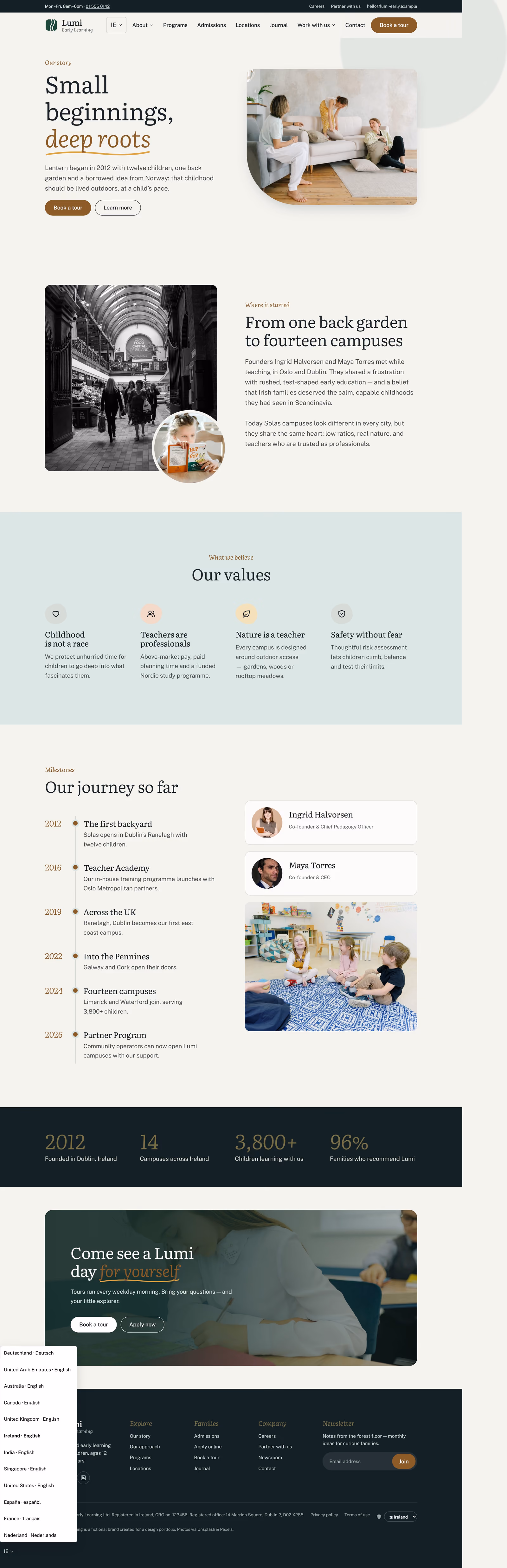 Solas Ireland: Homepage and key journeys