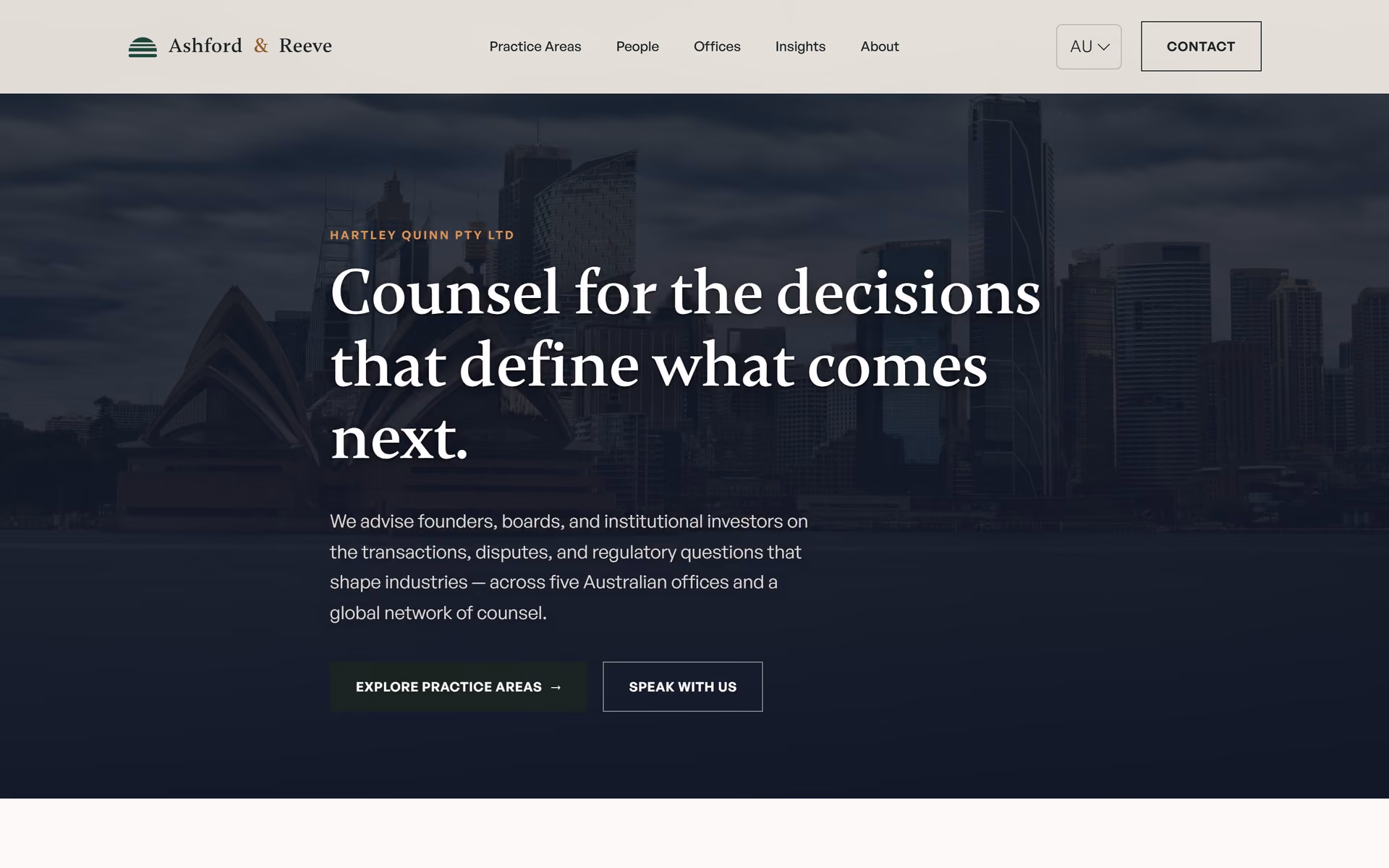 Hartley Quinn Australia: Homepage and key journeys