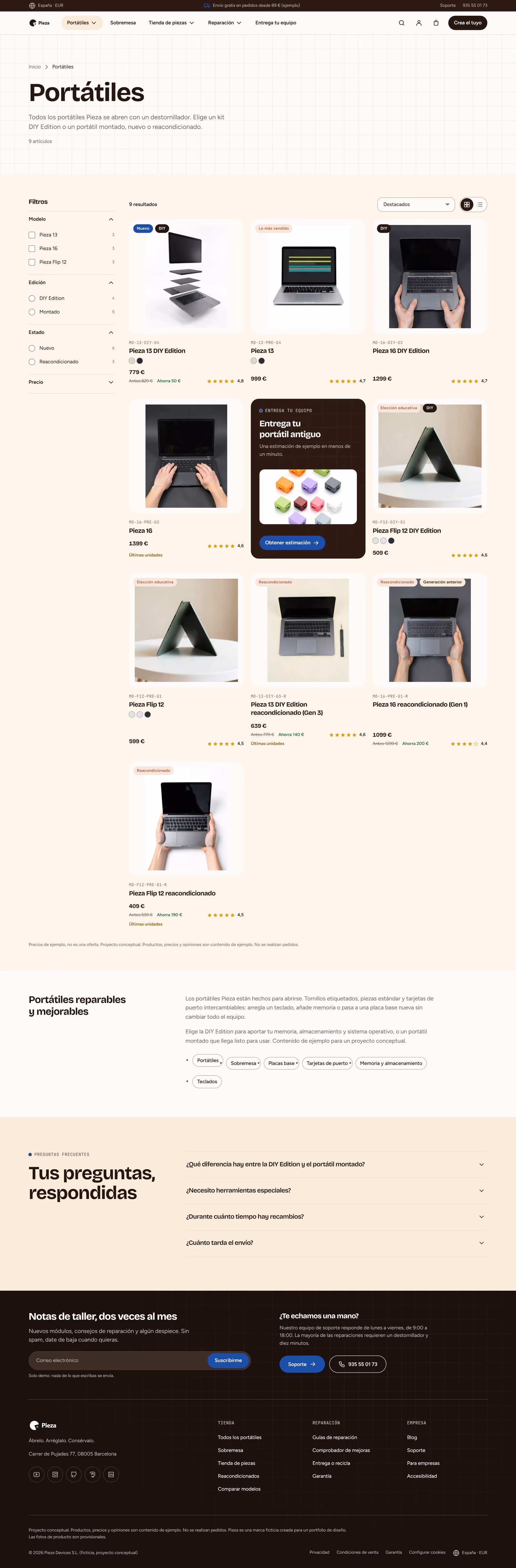 Pieza España: Portada, configurador y marketplace
