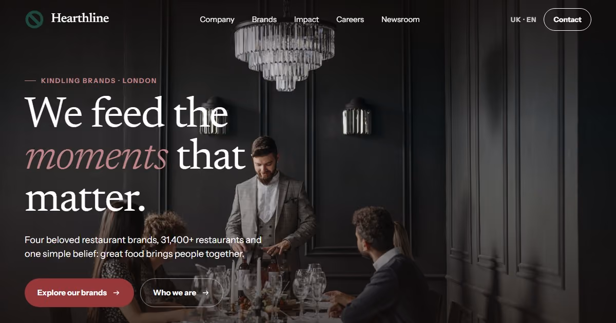 Kindling UK - multi-brand restaurant group website design