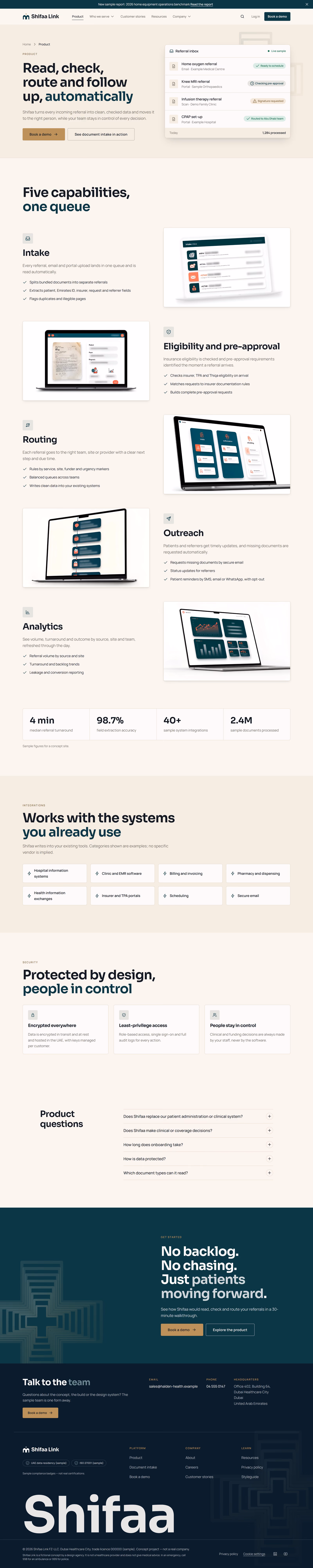 Shifaa Link UAE: Homepage, product and solutions