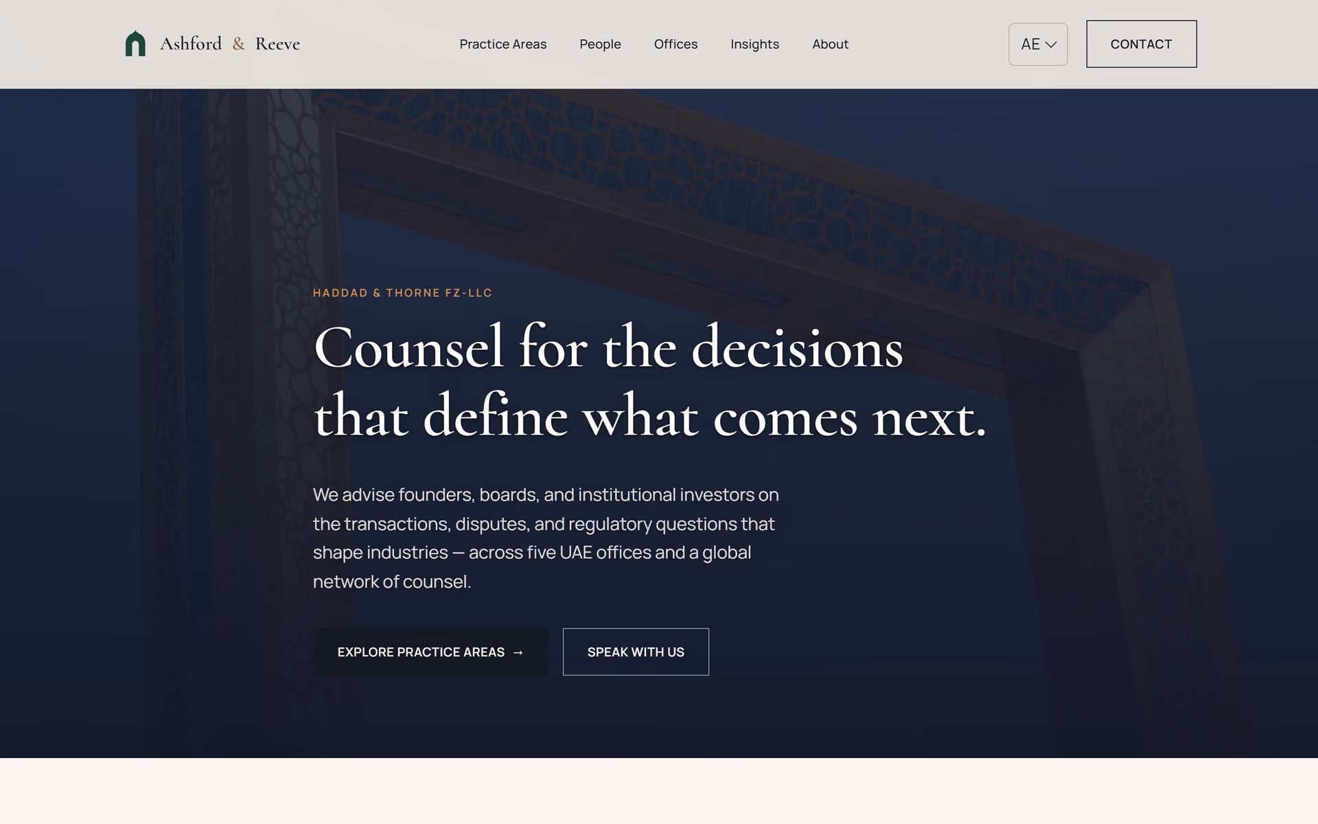 Haddad & Thorne UAE: Homepage and key journeys