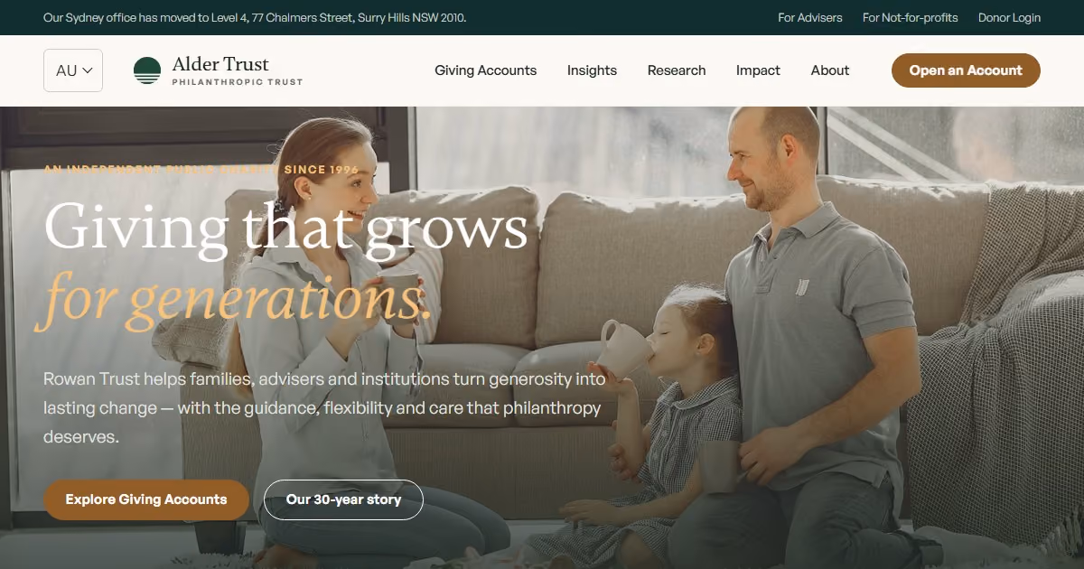 Ironbark Trust Australia - nonprofit website design for a Sydney-led philanthropic trust