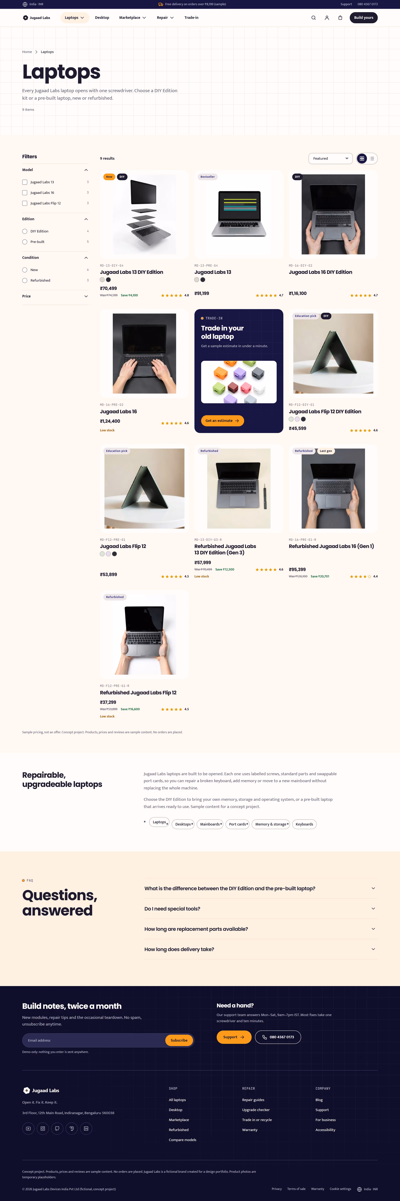 Jugaad Labs India: Homepage, configurator and marketplace