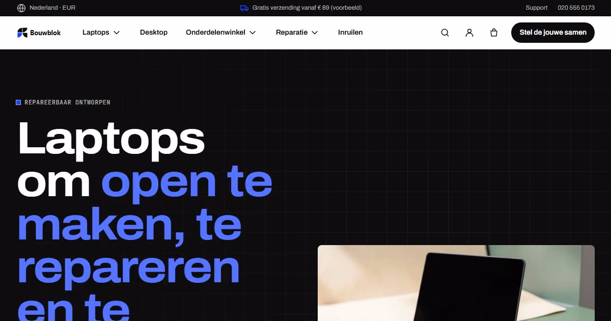 Bouwblok Nederland - webdesign voor een modulaire laptop