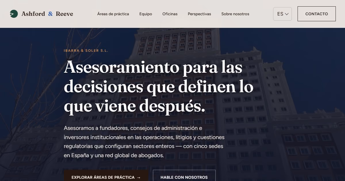 Ibarra & Soler España — diseño web para un despacho de abogados de empresa