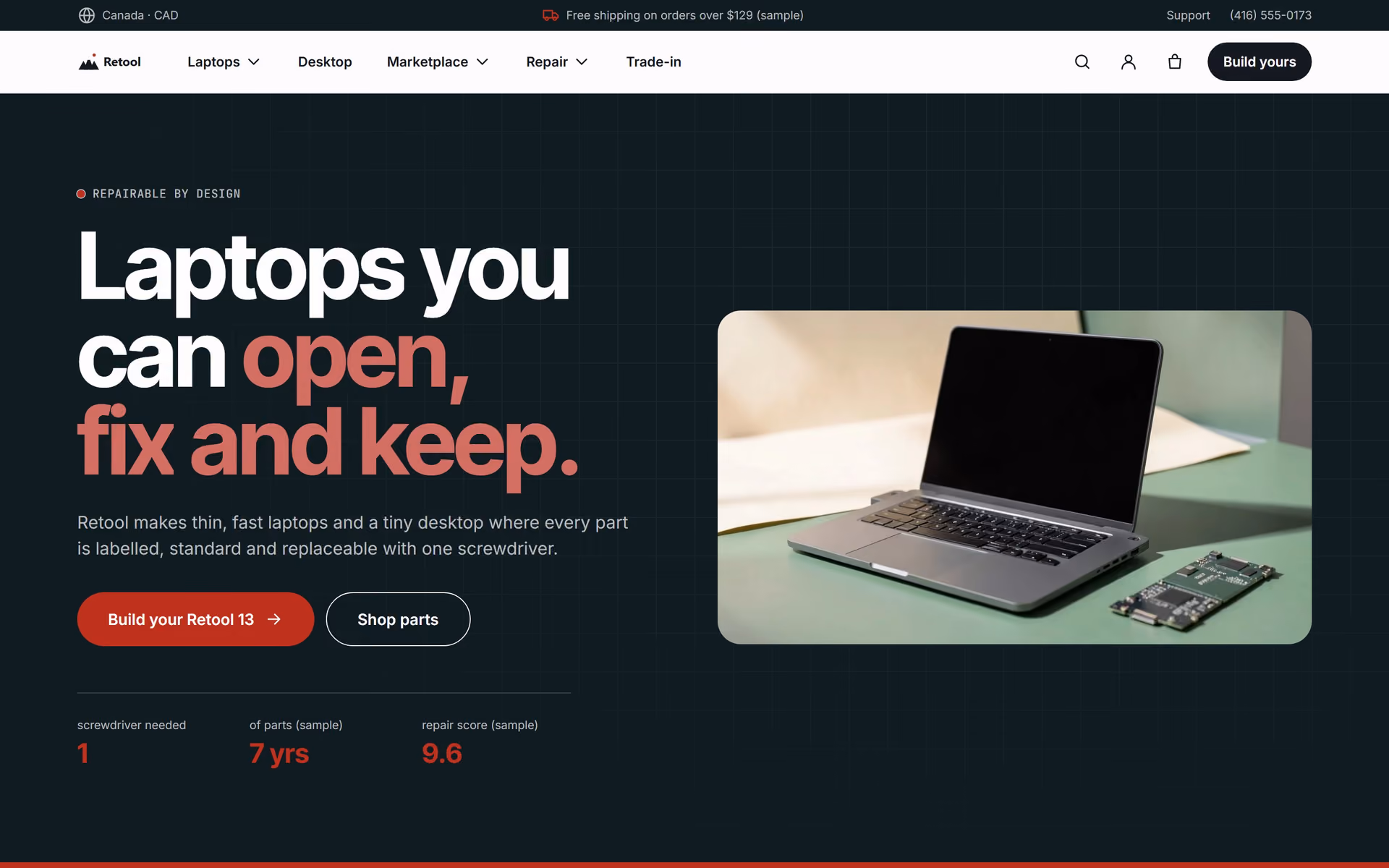 Retool Canada: Homepage, configurator and marketplace