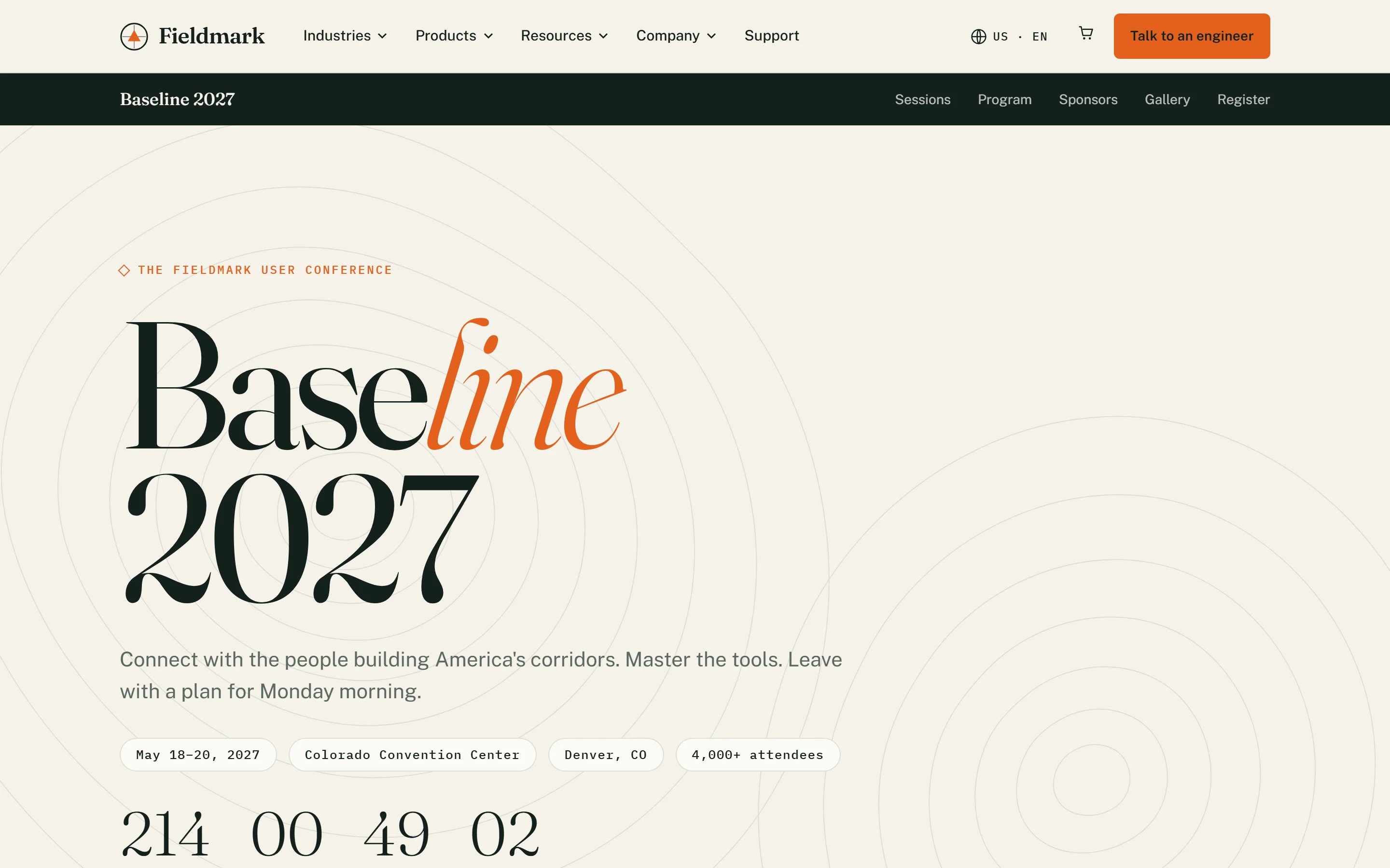 User conference event microsite with live countdown