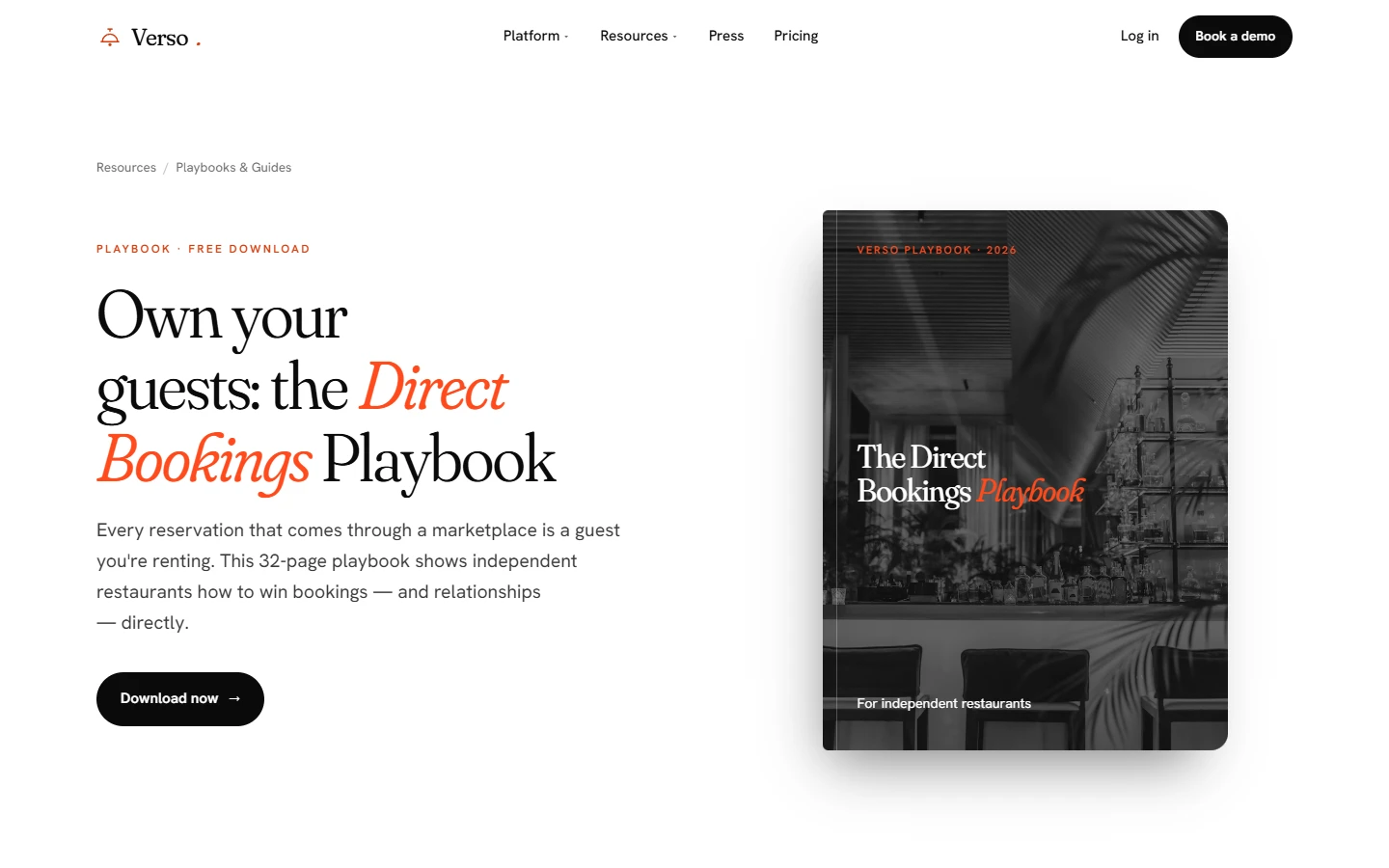 Restaurant marketing guide landing page with lead form