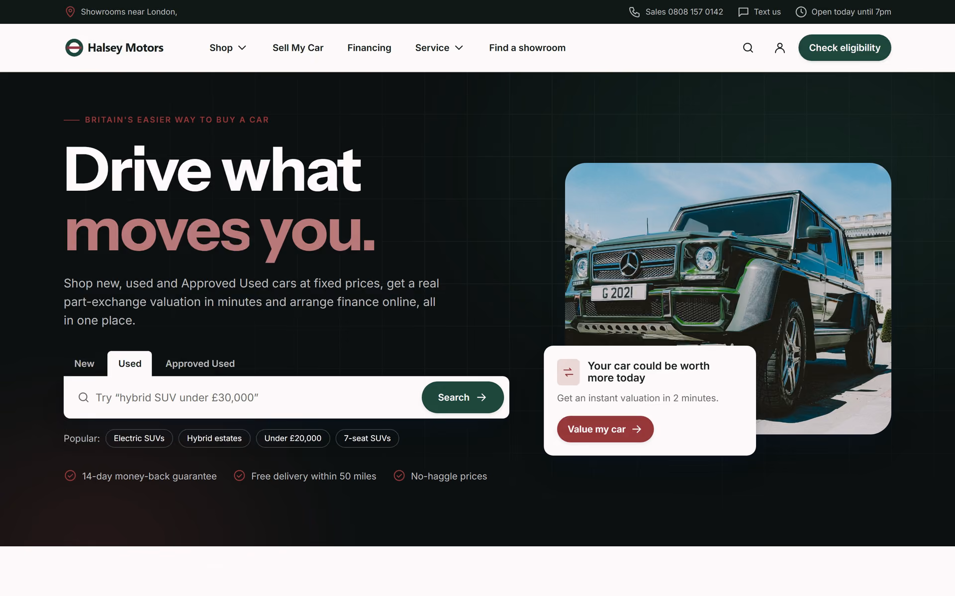 Halsey Motors UK: Homepage, inventory and finance