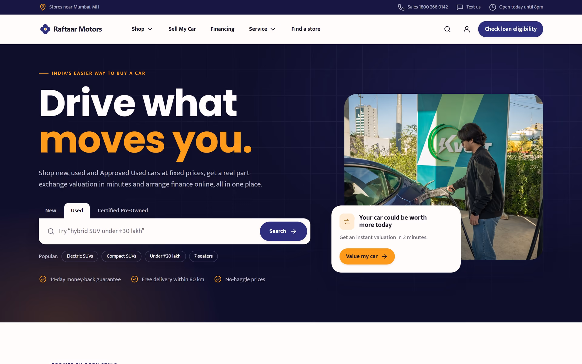 Raftaar Motors India: Homepage, inventory and finance