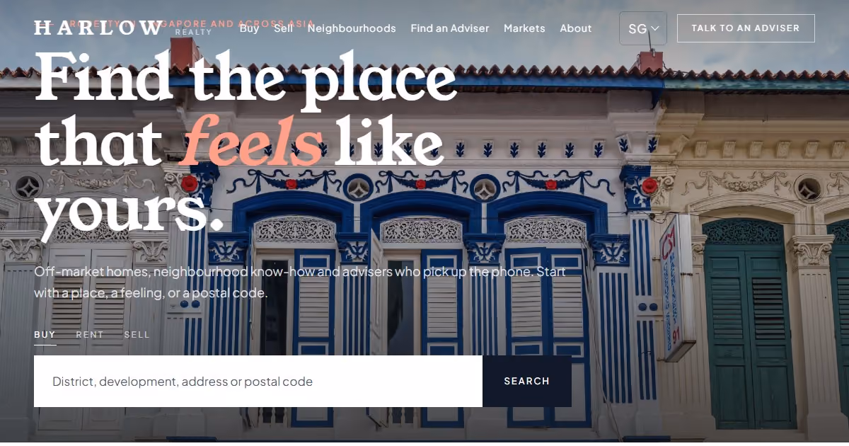 Harlow Singapore - property website design for a city-state agency