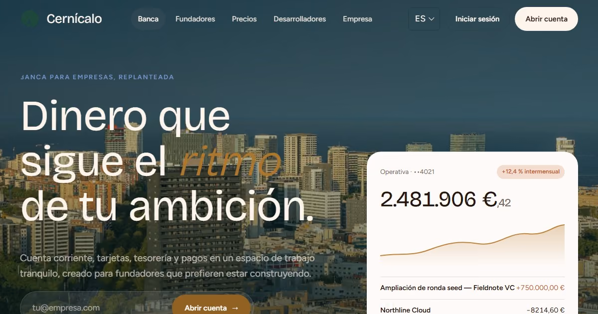 Cernícalo España — diseño web fintech para banca de empresas