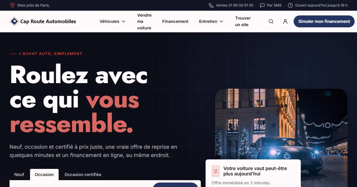 Cap Route Automobiles France : webdesign pour un réseau de concessions automobiles