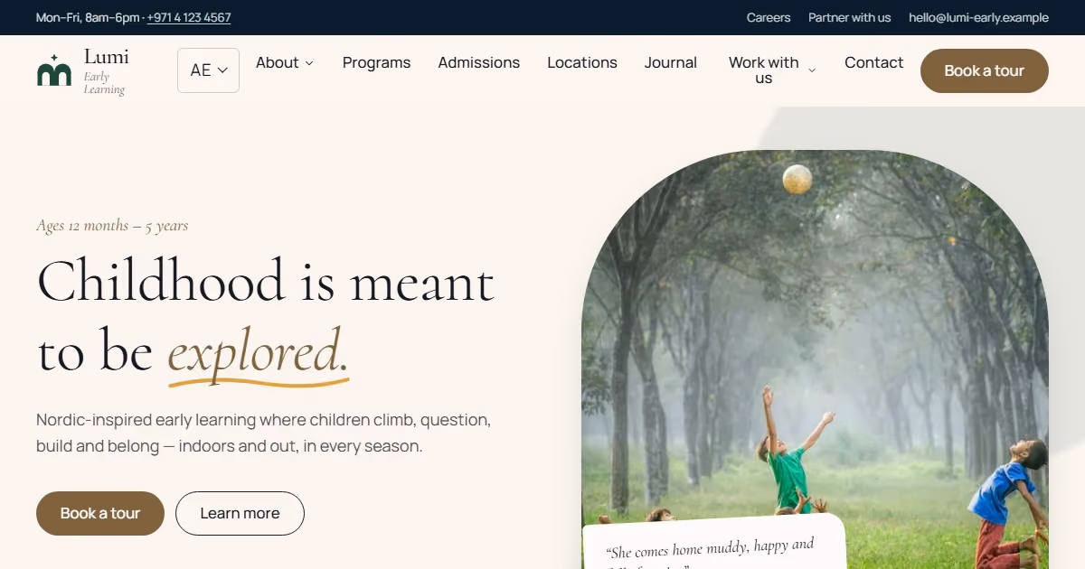 Noor Early Learning UAE: education website design for curious families in the Emirates