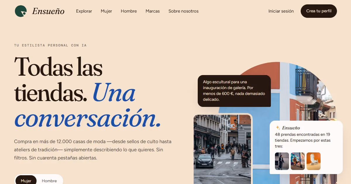 Ensueño España — diseño web e-commerce de moda con estilista de IA