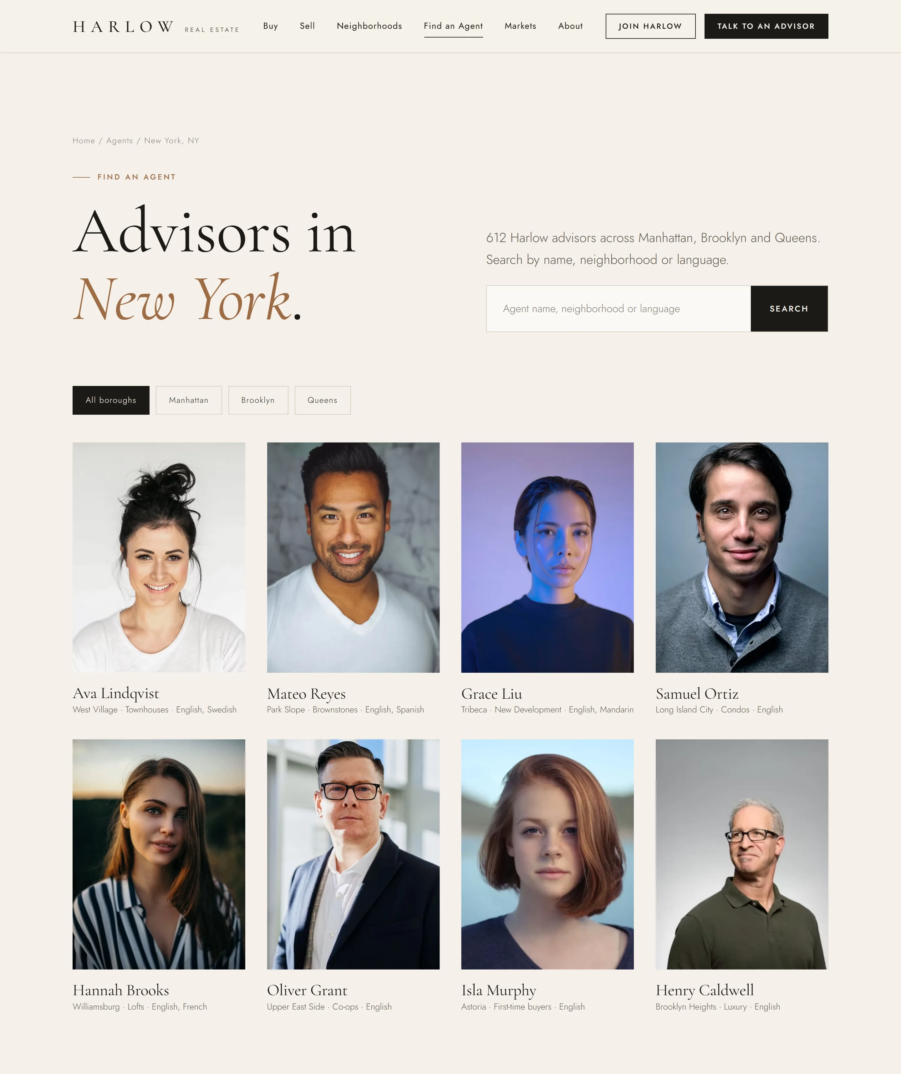 Real estate agent directory website design