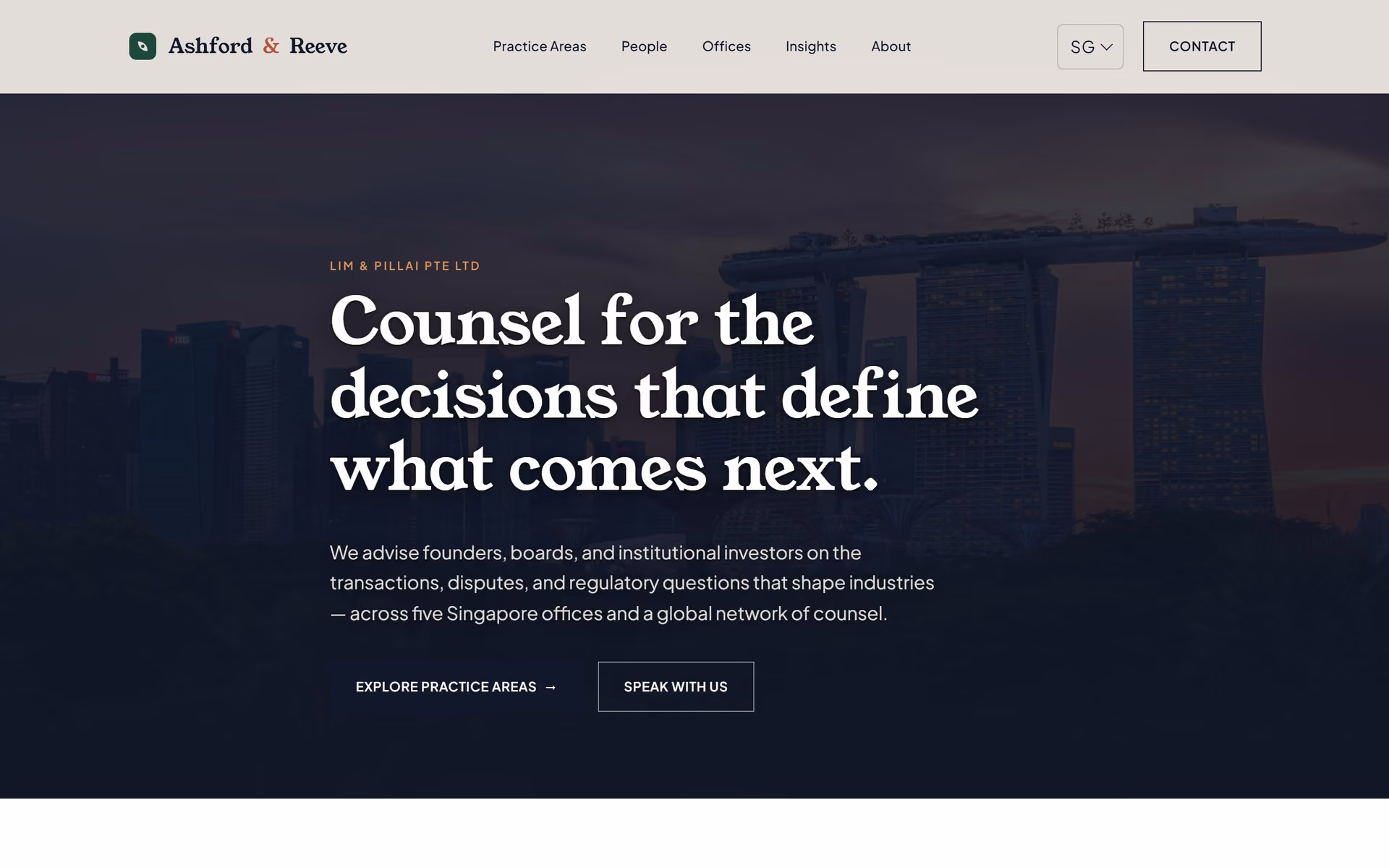 Lim & Pillai Singapore: Homepage and key journeys