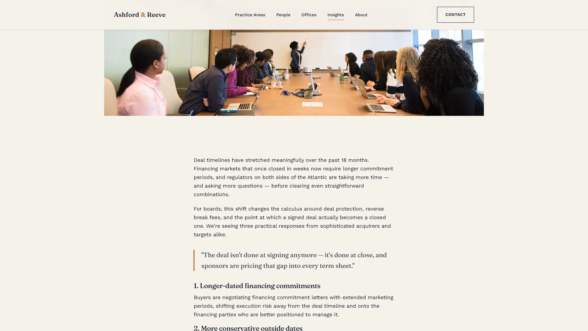Law firm article body copy with a pull-quote