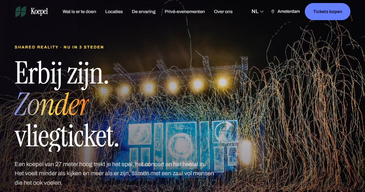 Koepel Nederland - webdesign voor een shared-reality locatie