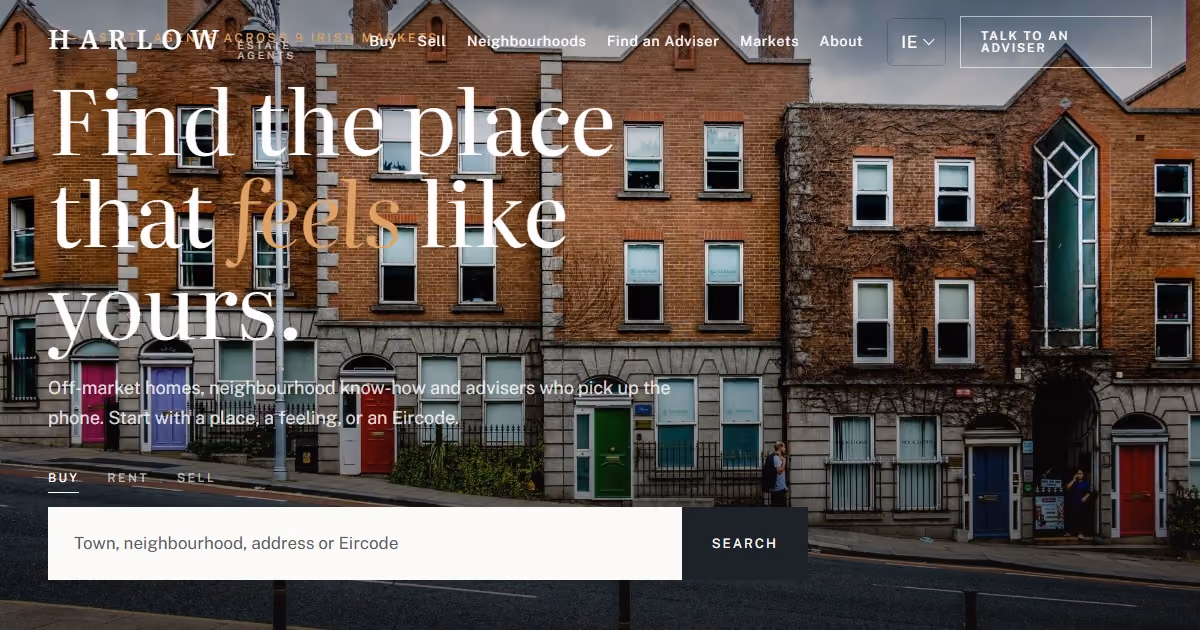 Harlow Ireland - estate agent website design for a Dublin-led property brand