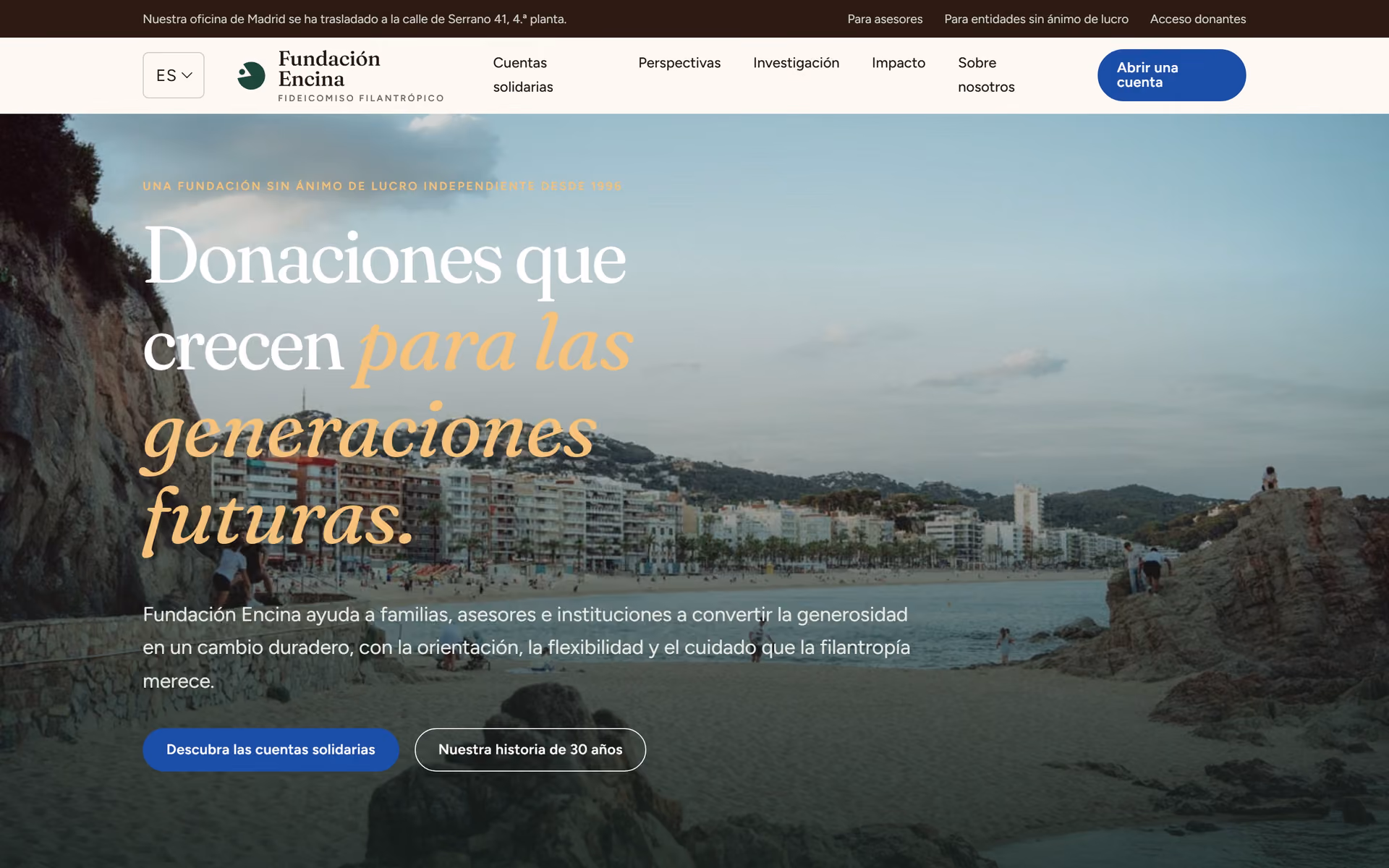 Fundación Encina España: Portada y recorridos clave